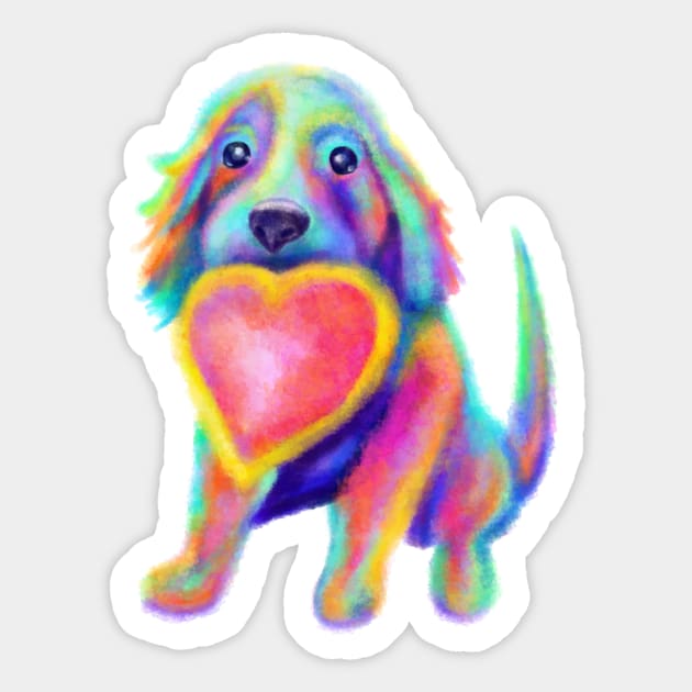 Soft Pastel Lovable Rainbow Pup Sticker by Art by Deborah Camp